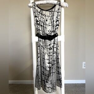 Sexy little silver-black cocktail party dress with belt